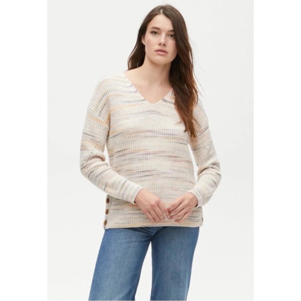 MICHAEL STARS | Autumn Spacedye Pullover Sweater in Rainbow Combo, Size Large